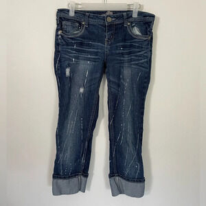 Almost Famous Paint Splatter Crop Capri‎ Cuffed Jeans